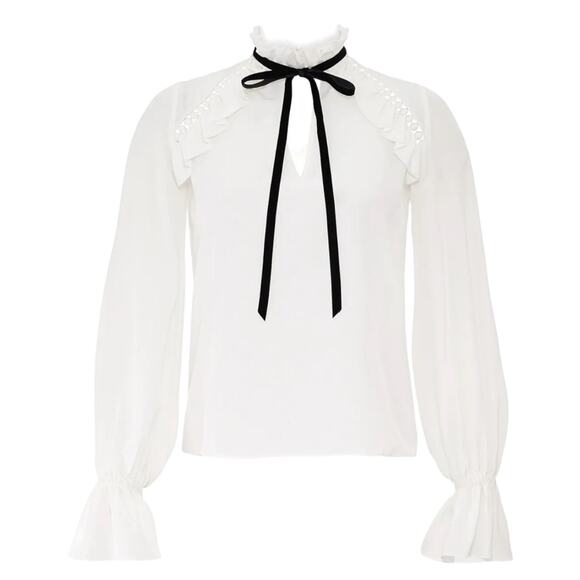 ML Monique Lhuillier White Victorian Top - XS - Picture 1 of 15